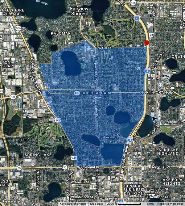 College Park saved reporting-area map