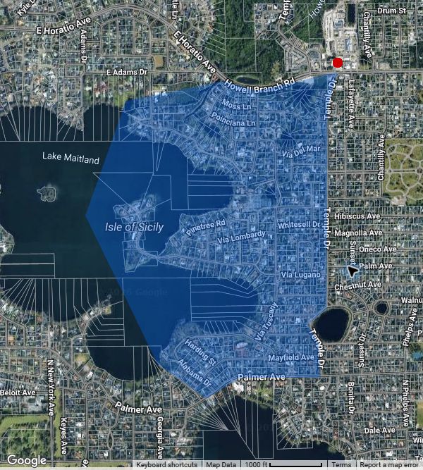 The Vias saved reporting-area map